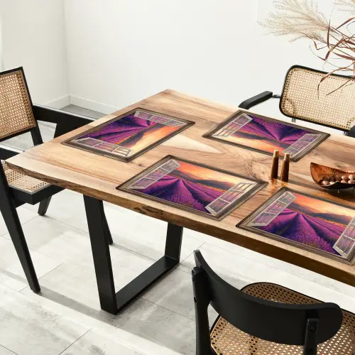 Doorkijk - Lavendel - Landschap - Bloemen - Paars Placemat vinyl groot -zzsfeer4_Kitchenyeah-website