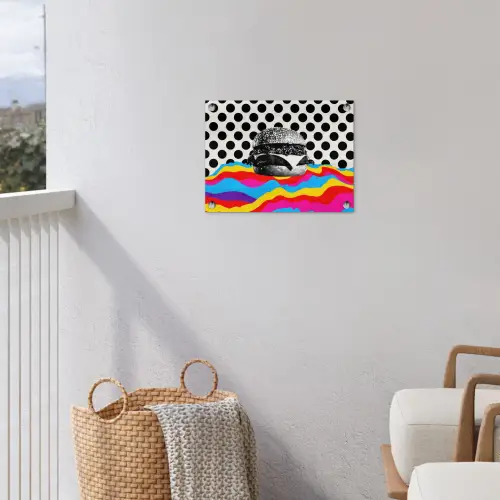 Hamburger - Stippen - Golven - Kleuren tuinposter los doek klein -sfeer8