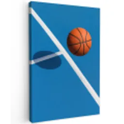 Basket - Bal - Blauw - Zwevend Tuinposter op houten frame 2 cm dik middel -3d