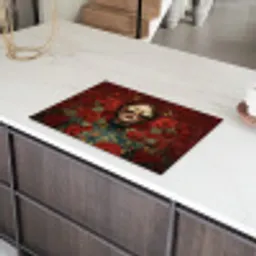 Bloemen - Dieprood - Zonnebril - Vrouw Inductie beschermer vinyl 3mm klein -sfeer8