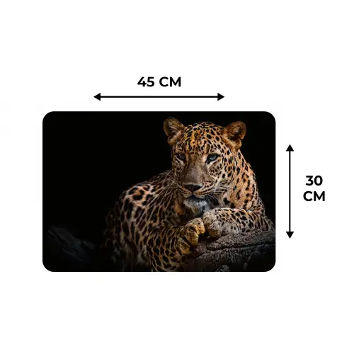 Wilde dieren - Panter - Portret - Zwart - Dieren Placemat vinyl groot -specs