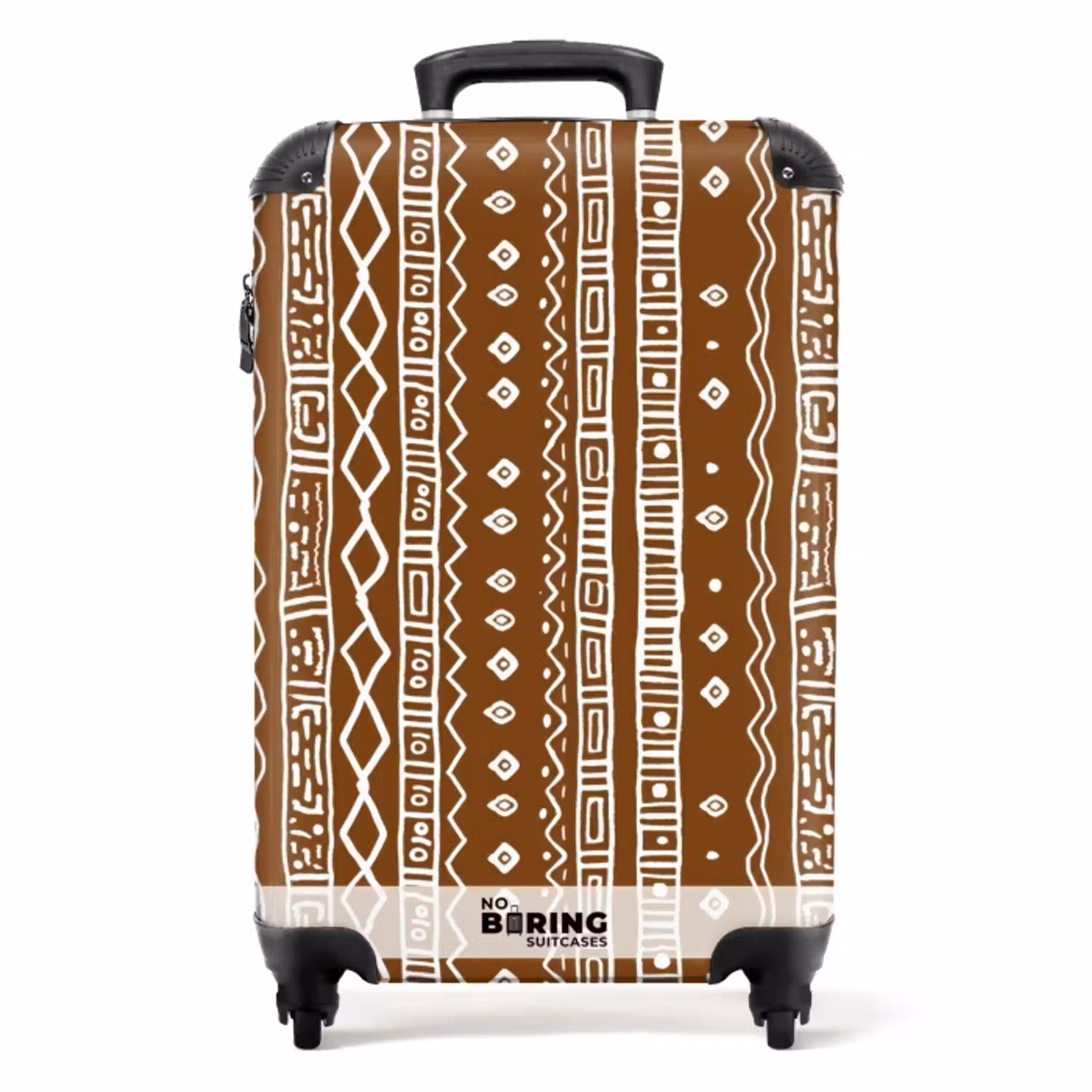 Chocoladebruin - Etnisch - Tribaal - Patroon NBS - Handbagage koffer - Volwassenen Unisex middel -productfoto_recht
