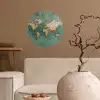 Wereldkaart - Gebroken tegels - Mozaïek Wandcirkel behangsticker klein -sfeer1