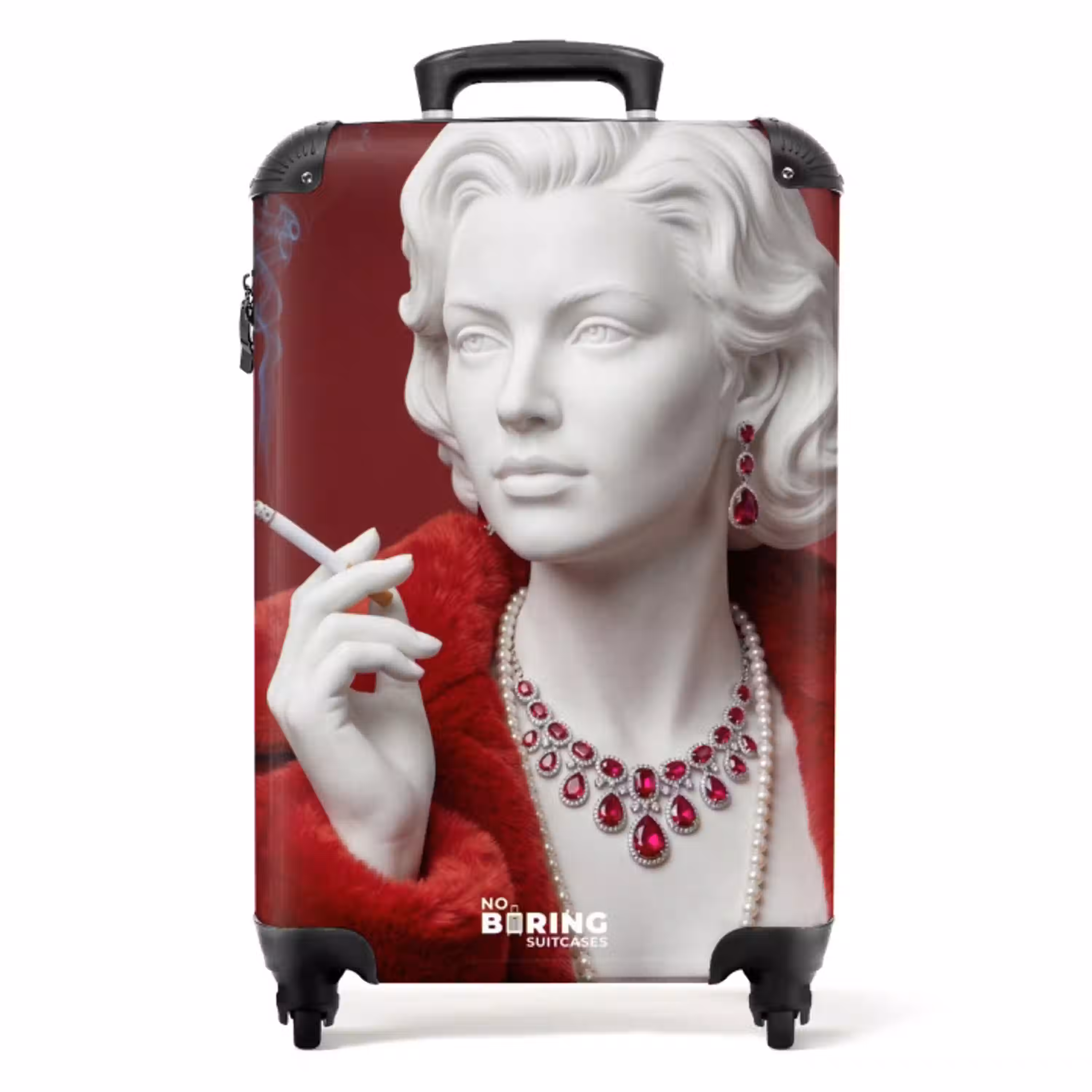 Vrouw - Bontjas - Mode - Klassiek - Rood NBS - Handbagage koffer - Volwassenen Unisex middel -productfoto_recht