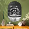 Wasbeer - Cute - Pasta - Tafelkleed - Zwart - Wit Wandcirkel Ovaal Glas middel -sfeer2