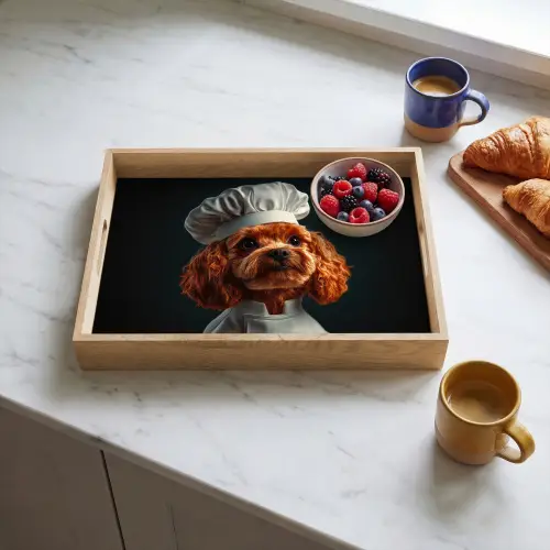 Bruin - Kok - Hondje Dienblad Rechthoek middel -sfeer2