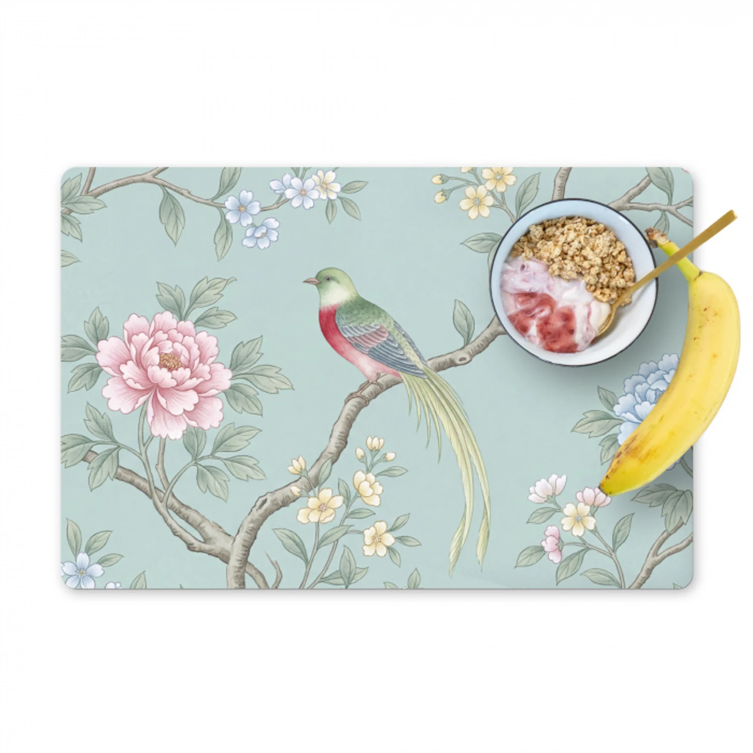 Vogel - Bloemen - Kleurrijk Placemat vinyl groot -zzzproduct_Kitchenyeah-website