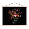 Boeket - Veldbloemen - Vaas textielposter latten blank klein -3d