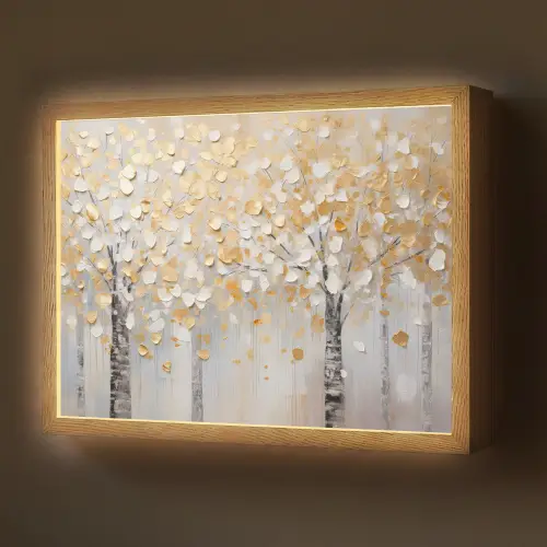 Bomen - Aquarel - Kunst - Natuur Light Box met batterij (Wandlamp) middel -z3d_website