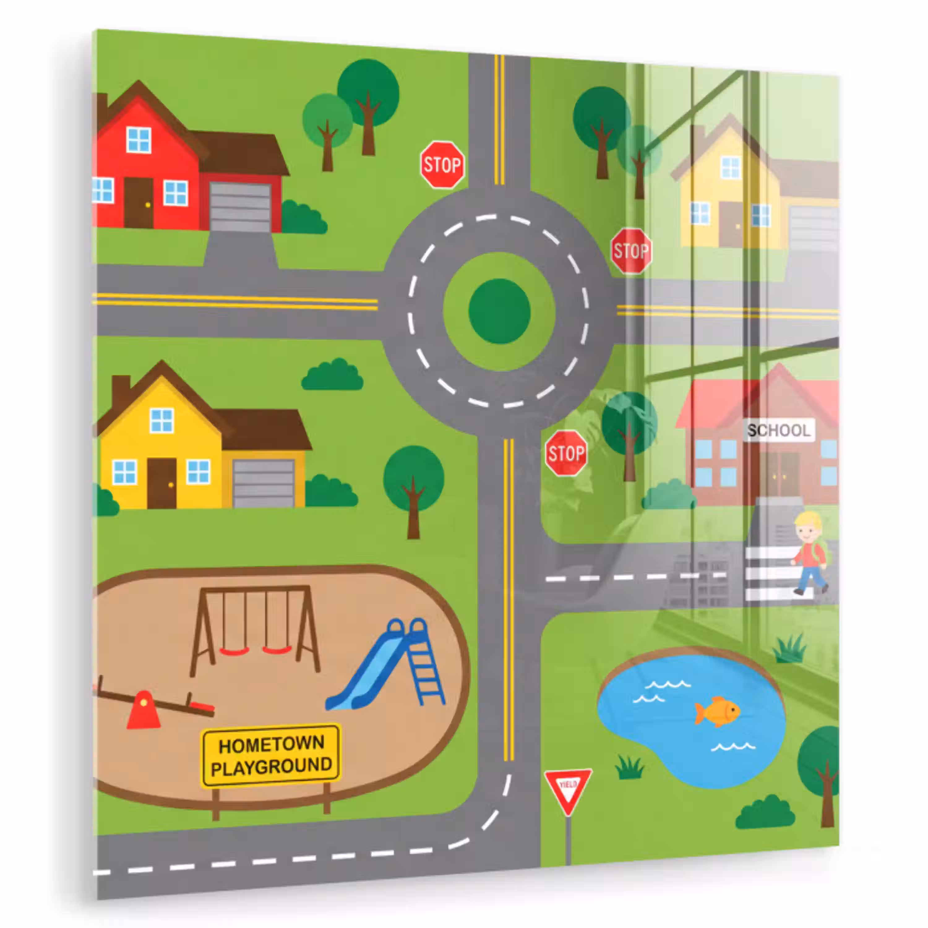 Stad - Wegen - Cartoon plexiglas 5mm klein -zzzproduct_nieuw