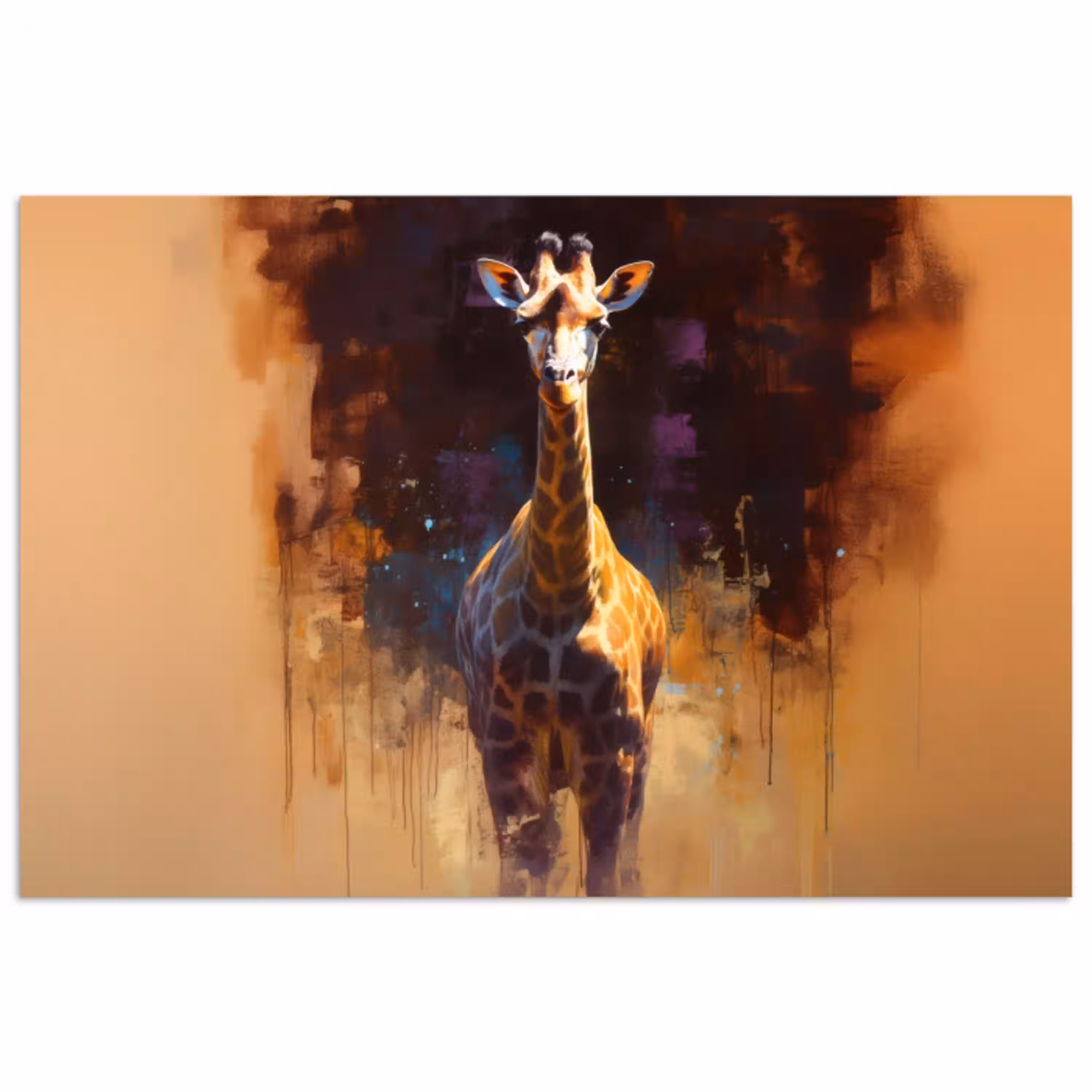 Giraf - Bruin - Abstract - Geschilderd poster papier klein -3d