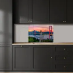 Brug - Rood - Skyline - Water keuken achterwand 2 middel -sfeer1