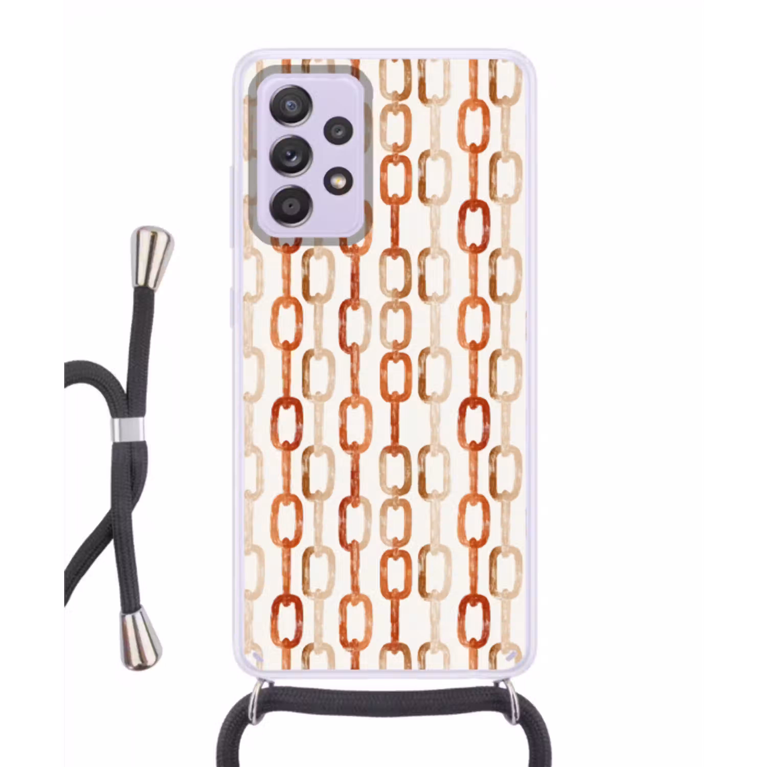 Schakels - Patroon - Aquarel - Terracotta Hoesje Samsung Galaxy A52 5G met koord klein 816 -3d