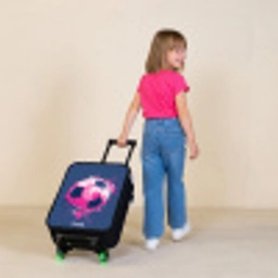 Voetbal -  Verf - Roze - Blauw Kinderkoffer - Zwart klein -sfeer1