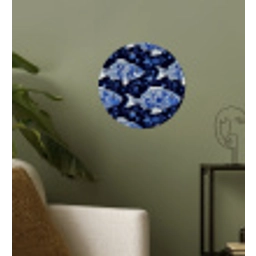 Vissen - Bloemen - Blauw Wandcirkel behangsticker klein 186 -sfeer2