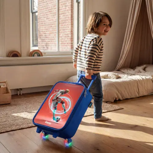 Voetbal - Jongen - Rood - Lichtcirkel Kinderkoffer - Blauw klein -sfeer1