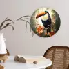 Toekan - Vogel - Bloemen - Planten Wandcirkel kunststof plaat 5mm dik klein -sfeer4