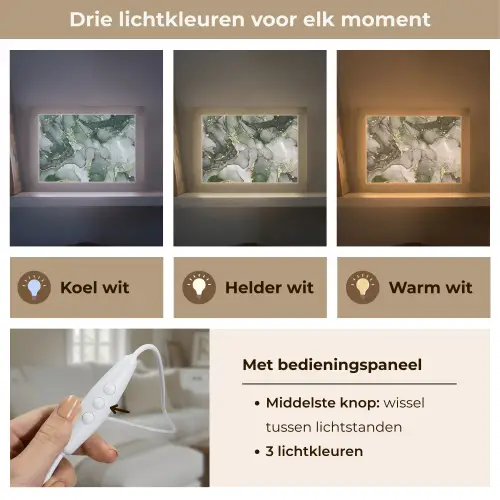 Luxe - Marmer - Groen Light Box met kabel (Tafellamp) klein -USP_lichtkleurNL