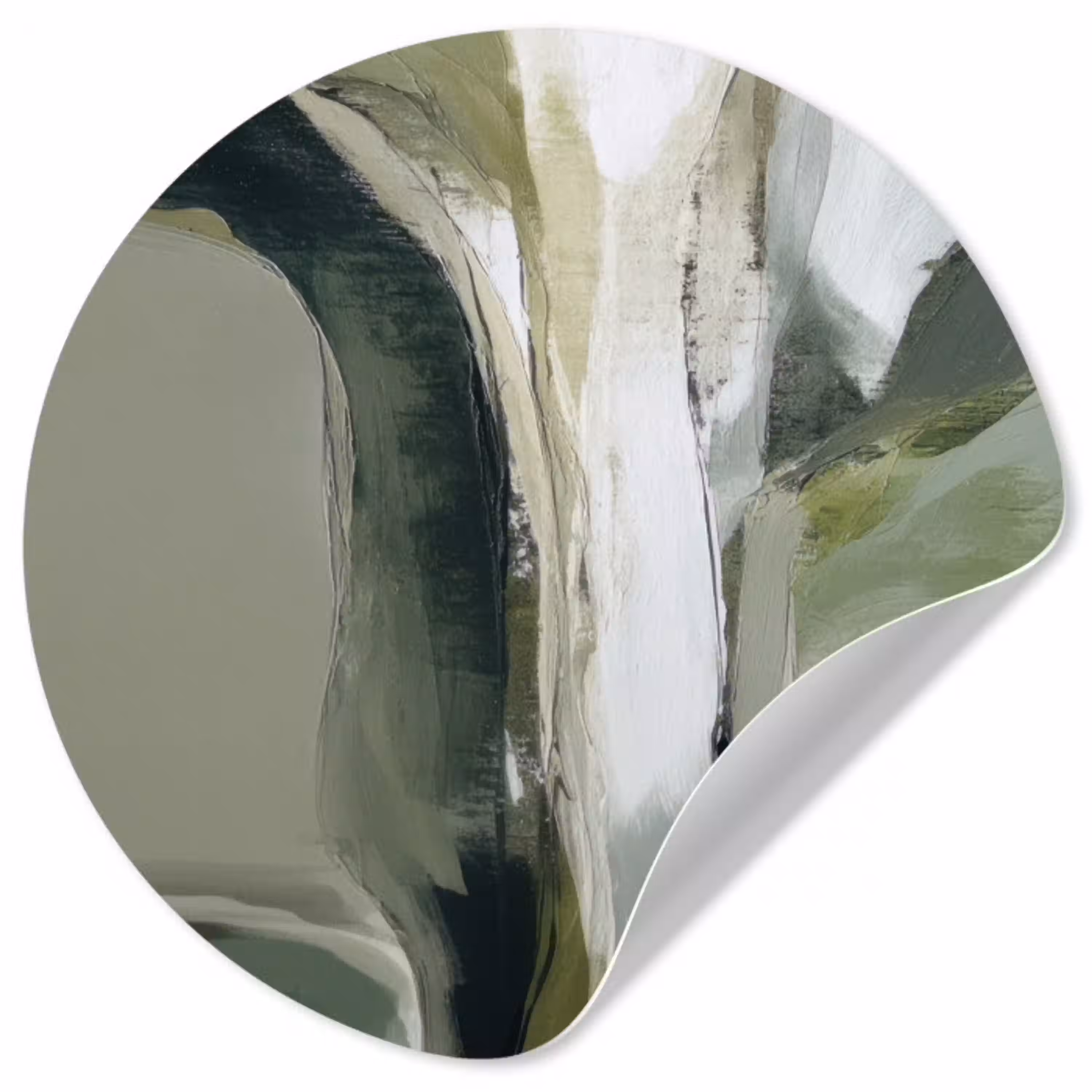 Natuur - Abstract - Groen - Penseelstreken Wandcirkel behangsticker klein -3d