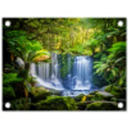 Jungle - Waterval - Australië - Planten - Natuur tuinposter los doek klein -3d