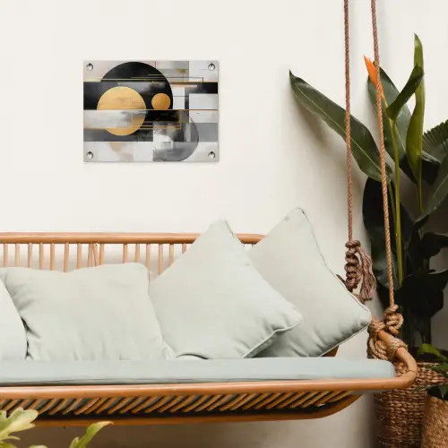 Abstract - Goud - Zilver - Vormen - Aesthetic - Modern tuinposter los doek klein -sfeer7
