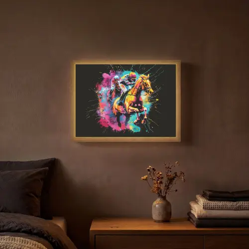 Graffiti - Sport - Paard rensport - Paardrijden Light Box met batterij (Wandlamp) middel -sfeer4