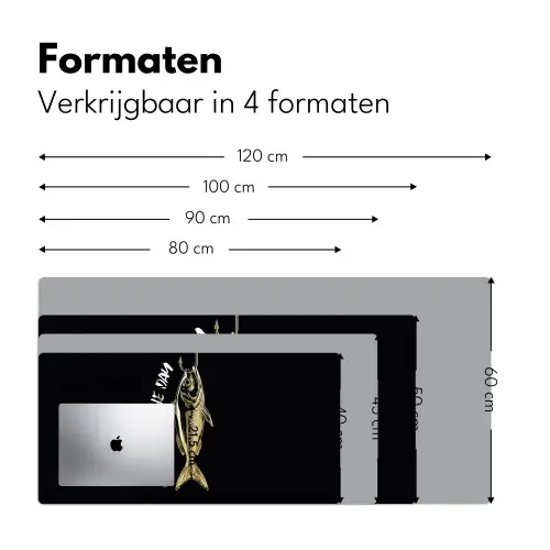 Vis - Zwart - Goud - Tekst Muismat XXL klein -sfeer5