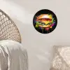Hamburger - Graffiti - Verf - Kleurrijk - Eten - Abstract Wandcirkel behangsticker klein -sfeer4