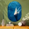 Zeilboot - Water - Abstract - Schaduw Wandcirkel Ovaal Glas middel -sfeer2