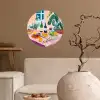 Tafel - Wijn - Fruit Wandcirkel behangsticker klein -sfeer1