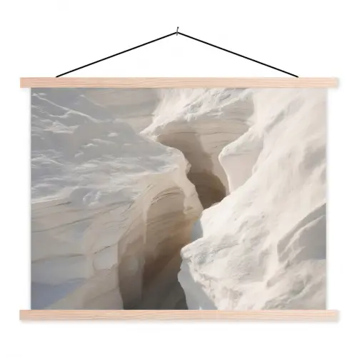 Kloof - Wit - Sneeuw textielposter latten blank klein -3d