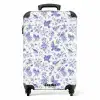 Klassiek vogel en bloemen patroon blauw met wit NBS - Handbagage koffer - Kinderen Unisex middel -productfoto_recht