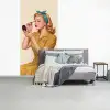 Illustratie - Mascara - Vrouw - Geel fotobehang vinyl groot -slaapkamer