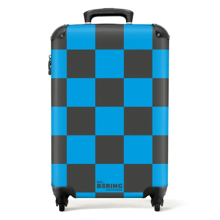 Squares - Zwart/Blauw NBS - Handbagage koffer - Kinderen Unisex middel -productfoto_recht