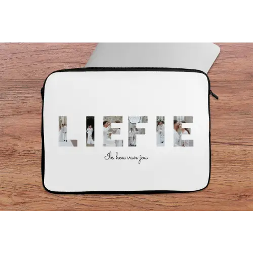 Liefie - Lettercollage laptophoes neopreen klein -tafel