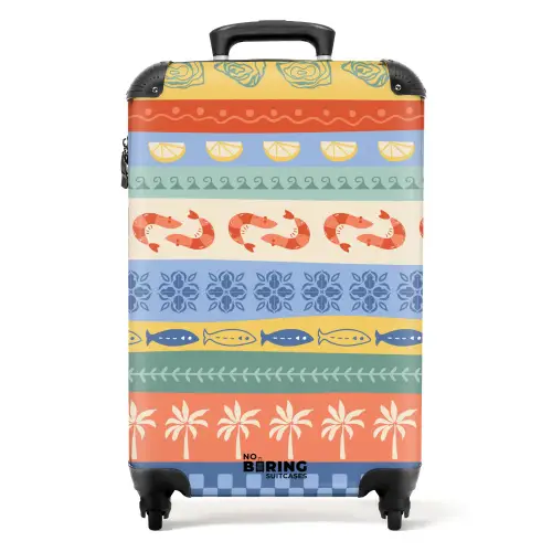 Gestreepte illustraties kleurrijk NBS - Handbagage koffer - Kinderen Unisex middel -productfoto_recht