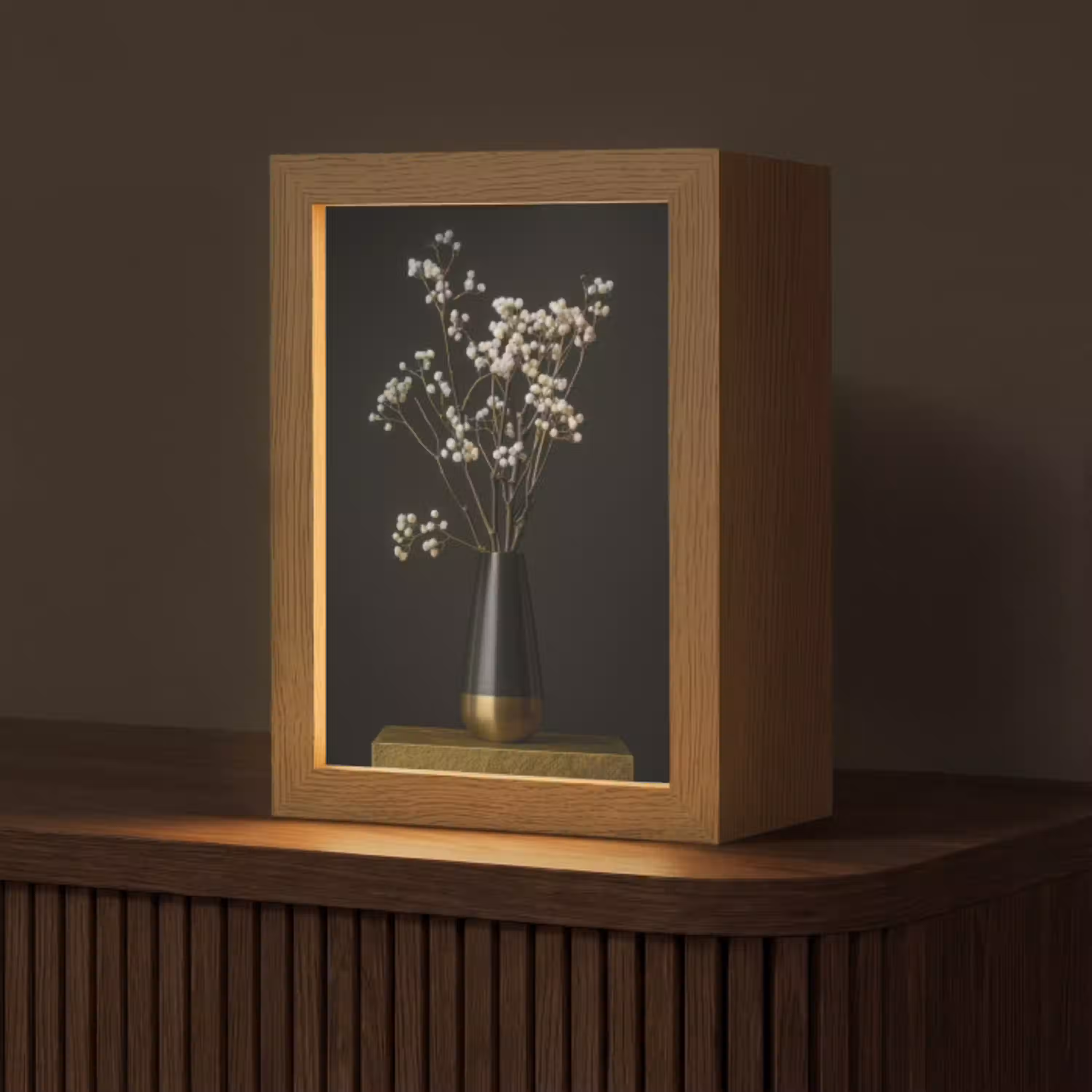 Bloembollen - Wit - Vaas - Minimalistisch Light Box met kabel (Tafellamp) klein -z3d_website