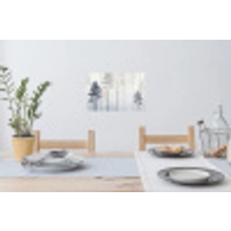 Bos - Bomen - Mist - Natuur - Illustratie - Grijs Muursticker klein -eettafel