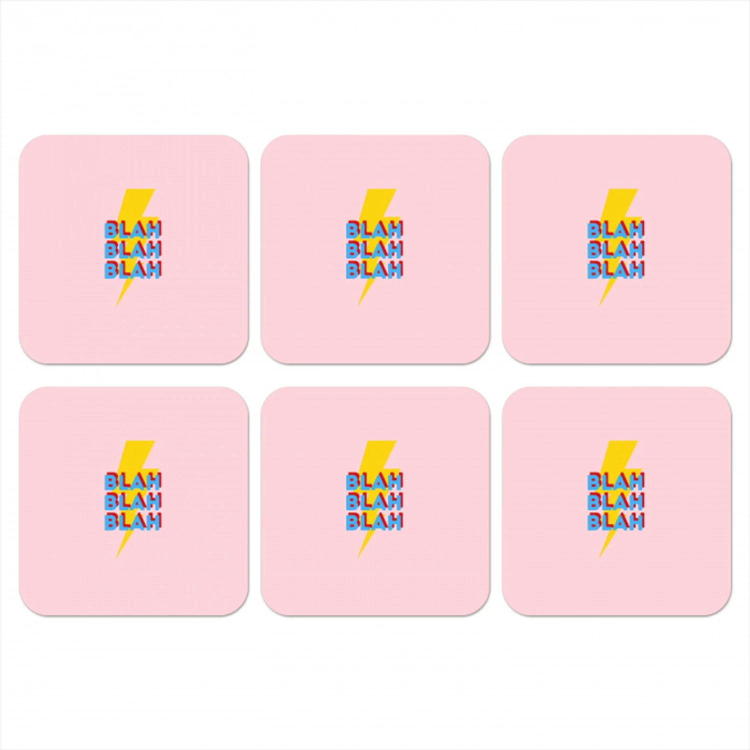 Blah - Bliksem - Roze onderzetter kurk middel -3d