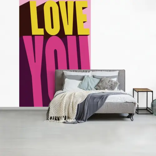 Love - Tekst - Roze - Valentijn fotobehang vinyl groot -slaapkamer