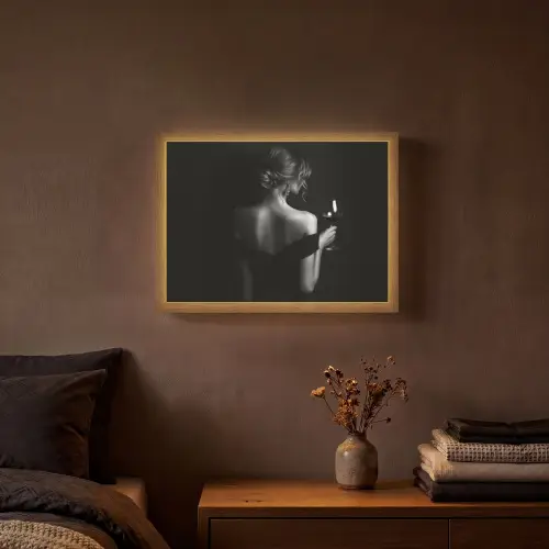Vrouw - Wijn - Jurk Light Box met batterij (Wandlamp) middel -sfeer4