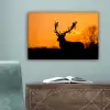Hert - Oranje - Silhouet - Dieren - Natuur canvas 2cm klein -sfeer4