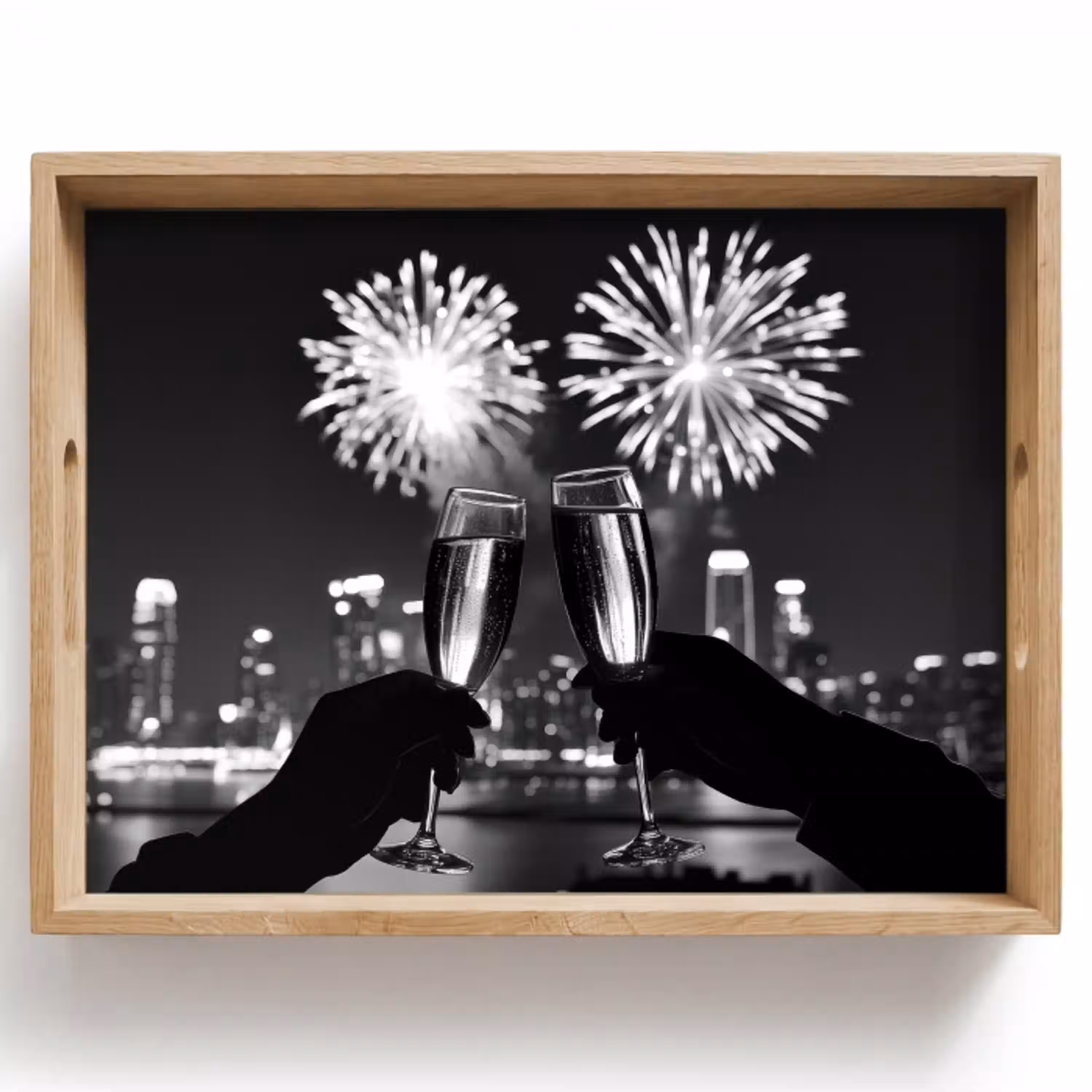 Vuurwerk - Proosten - Skyline - Champagne Dienblad Rechthoek middel -z3d_shopping