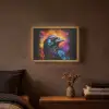 Vogel - Kraai - Graffiti - Zwart - Dieren Light Box met batterij (Wandlamp) middel -sfeer4