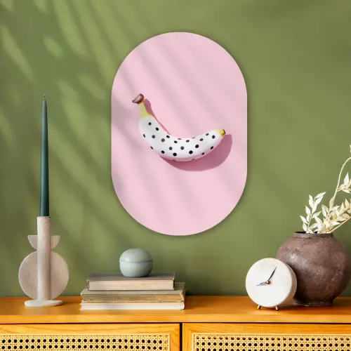 Banaan - Stippen - roze Wandcirkel Ovaal Forex klein -sfeer2