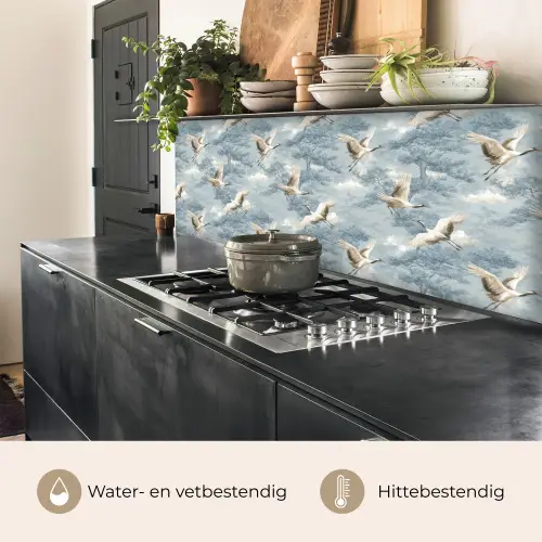 Wolken - Kraanvogels - Blauw keuken achterwand 2 middel 871 -usp_NL