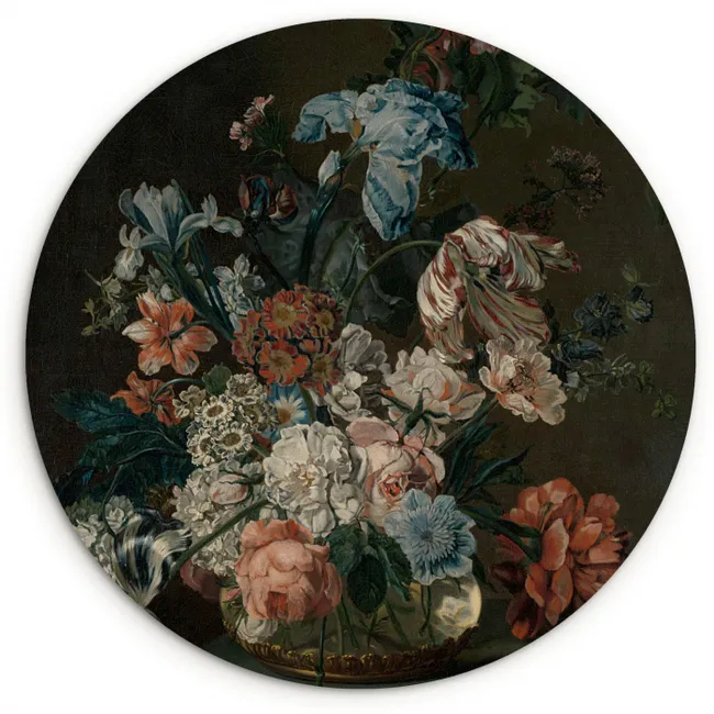 Stilleven met bloemen - Schilderij van Cornelia van der Mijn Wandcirkel kunststof plaat 5mm dik klein -3d