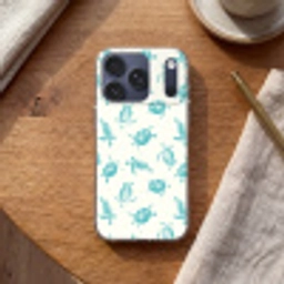Schildpadden - Patroon - Wit - Blauw Telefoonhoesje iPhone 17 Pro klein -sfeer1