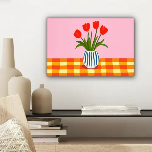 Tulpen - Roze - Vaas canvas 2cm klein -sfeer6