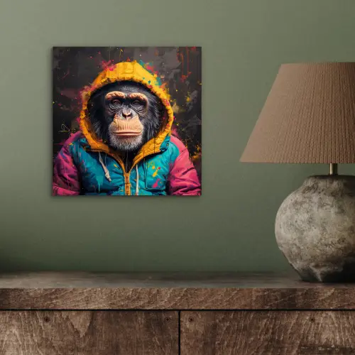Graffiti - Chimpansee - Jas - Aap - Verf aluminium wit klein -sfeer2